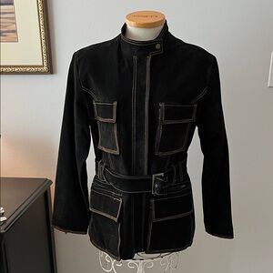 Vintage Jennyfer J Black Suede utility jacket